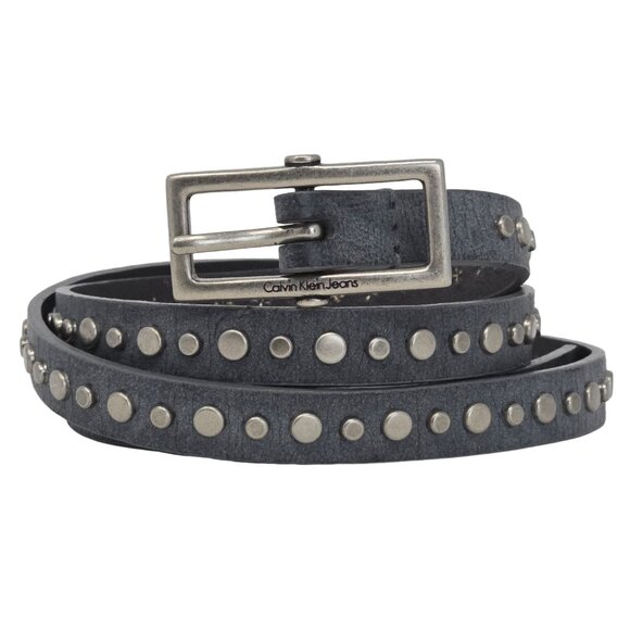 Calvin Klein Jeans Gray Studded Belt Silver Buckle Women’s Waist Hip 36-40 - Picture 1 of 13